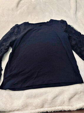 Joh. Black Floral Long-Sleeve Top Size XL